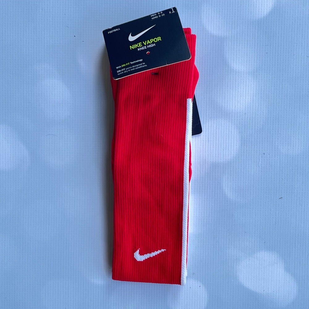Nike Vapor Football Soccer Knee High Socks Mens 6-8 Red Dri-FIT NEW Blokecore